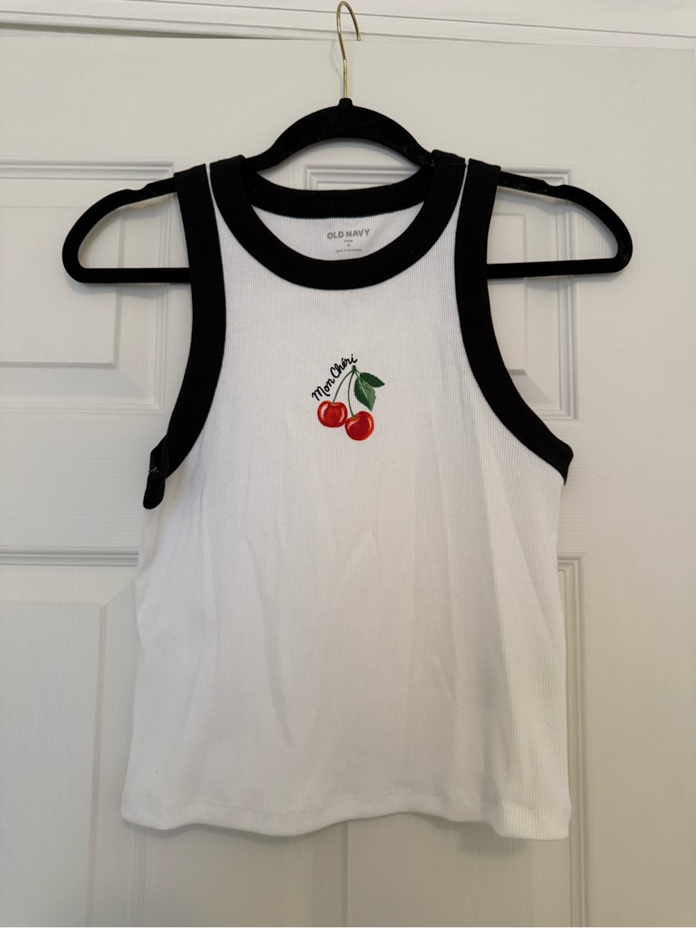 Old Navy White Tank with Black Trim and Ribbing